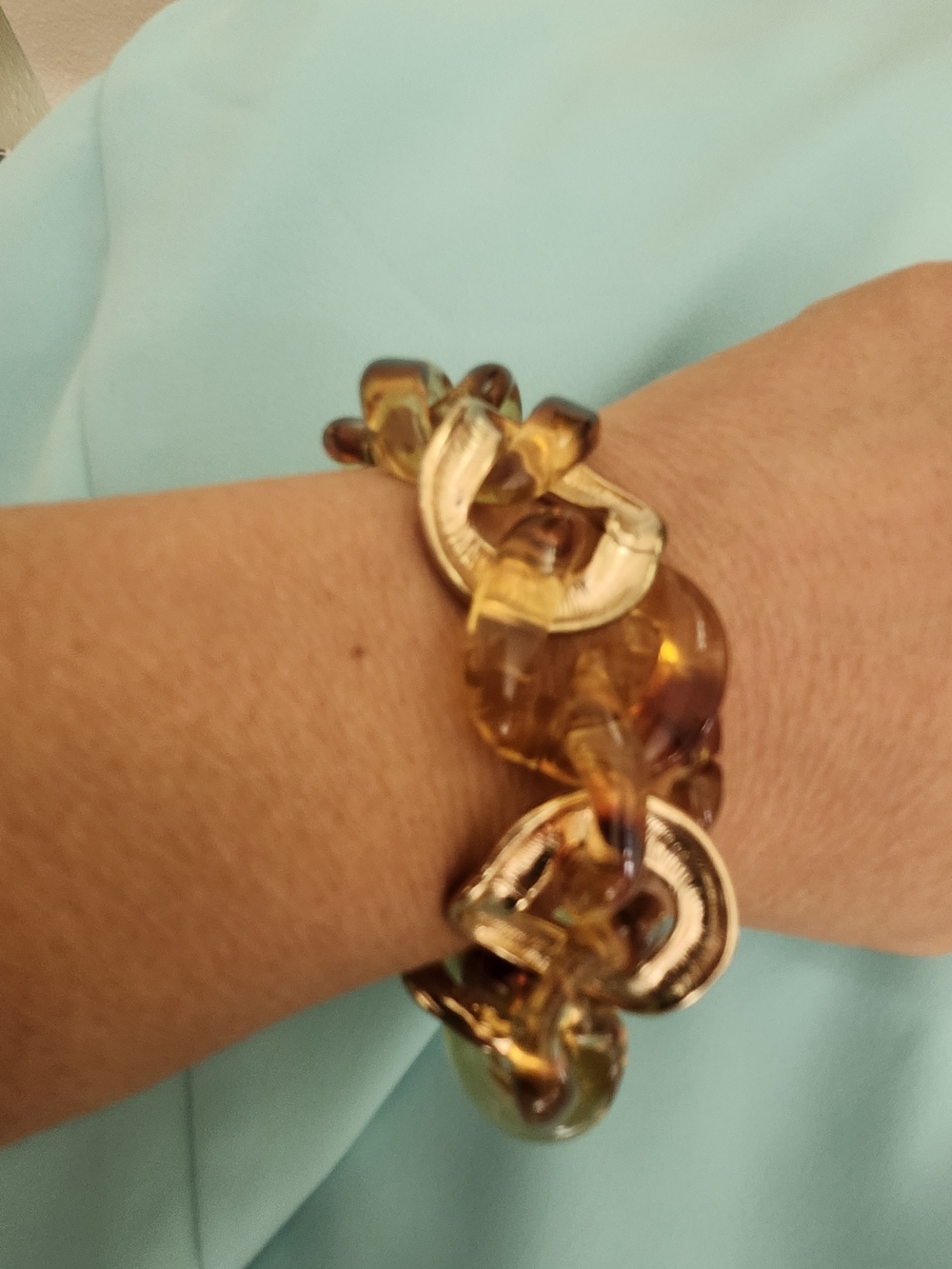 Amber Tortoiseshell Chunky Link Bracelet - Women Jewelry